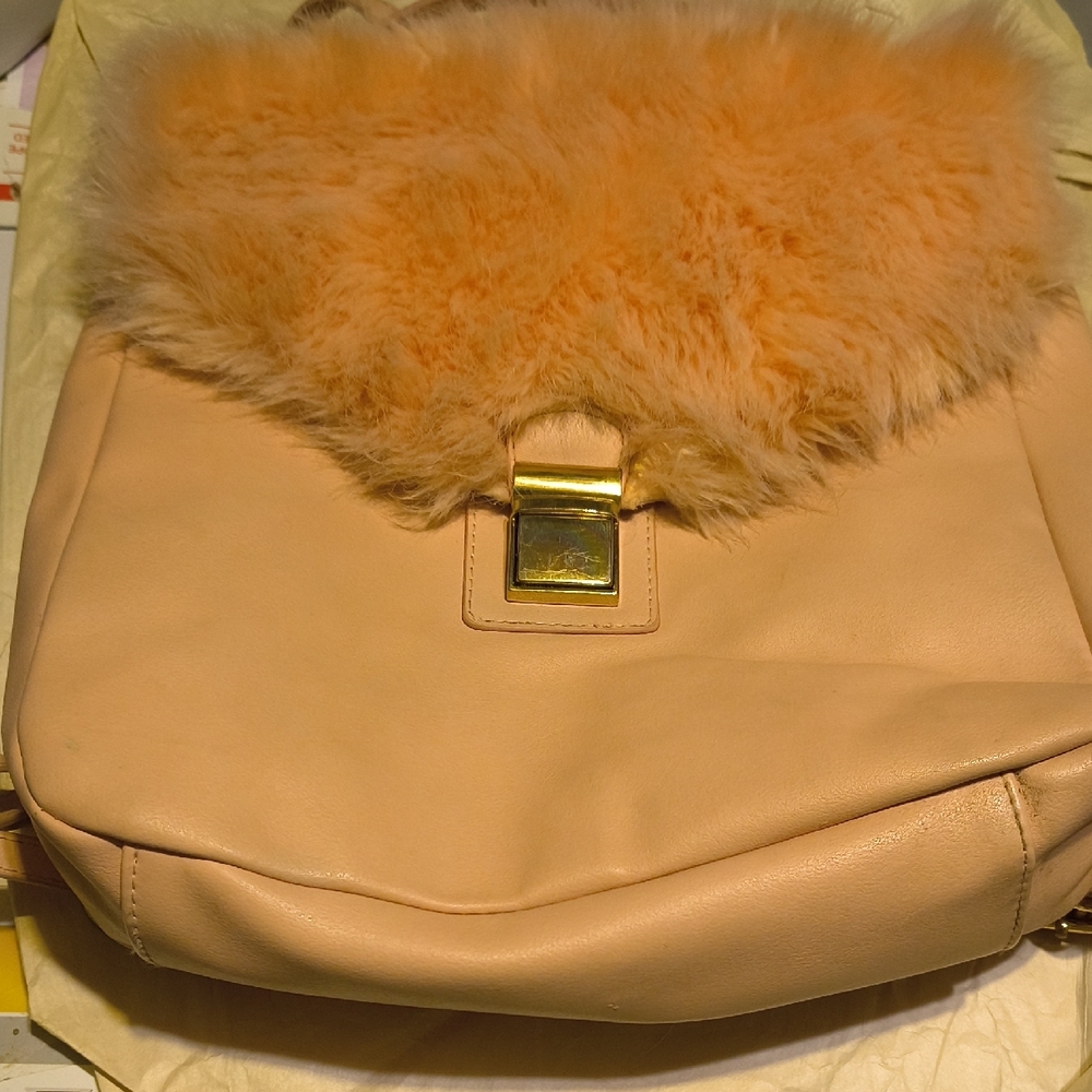 Pink Backpack With Pink Fur Flap